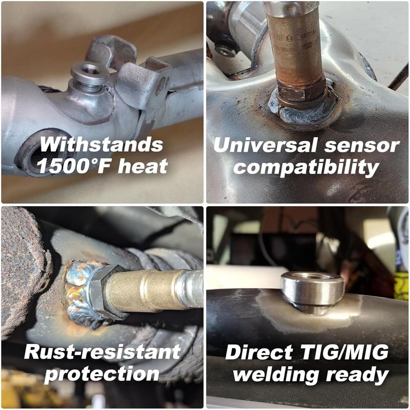 joytrace M18x1.5 Oxygen Sensor Weld Bungs & Plugs Kit (5 Bungs/5 Plugs) - Stainless Steel Welding Adapters - Image 3